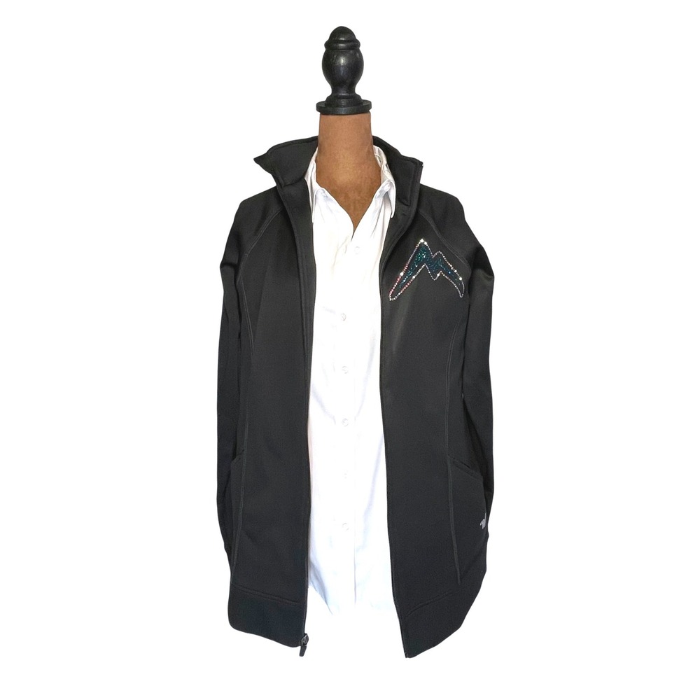 Varsity Spirit The Rock Athletics Black Rhinestone Zip Up Track Jacket XL Womens